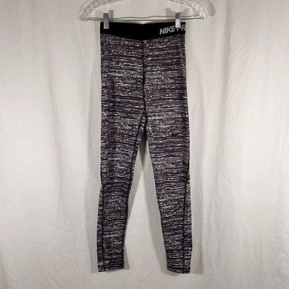 Nike Pro Leggings Women's Small Purple Pull On Compression Elastic Waist - Picture 1 of 9
